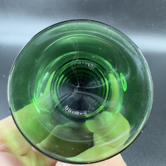 1970s Luminarc Roemer Green Beehive Stem Wine Glasses France Etched Grape Set 2 - Picture 5 of 10